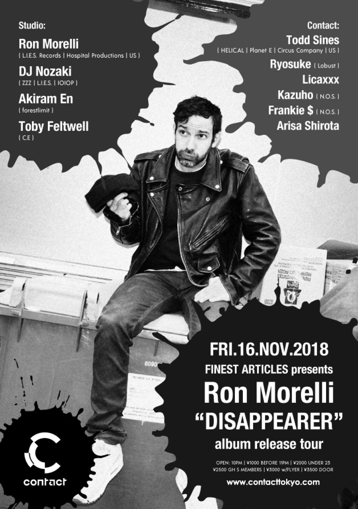 FINEST ARTICLES presents Ron Morelli ”DISAPPEARER” album release tour