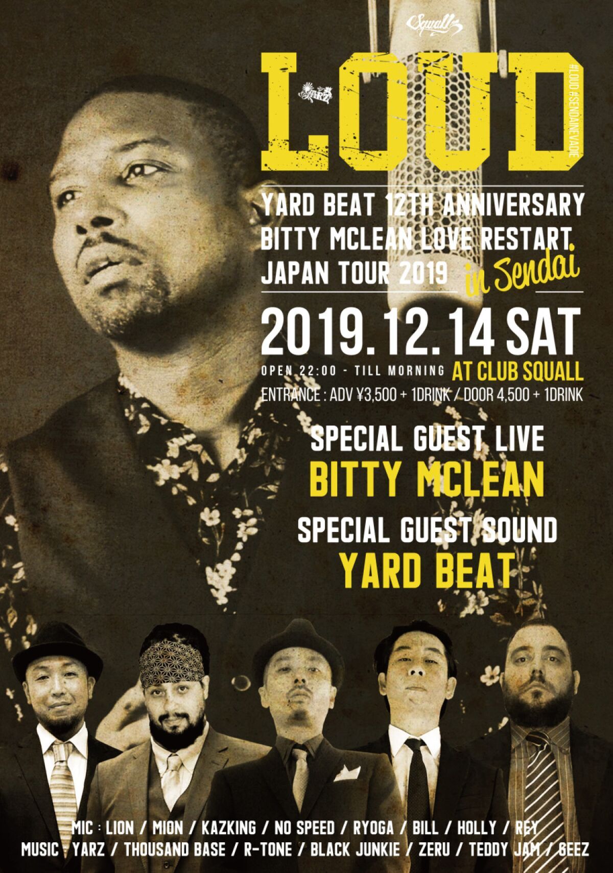 "LOUD" YARD BEAT 12th ANNIVERSARY BITTY MCLEAN LOVE RESTART JAPAN TOUR 2019 IN SENDAI