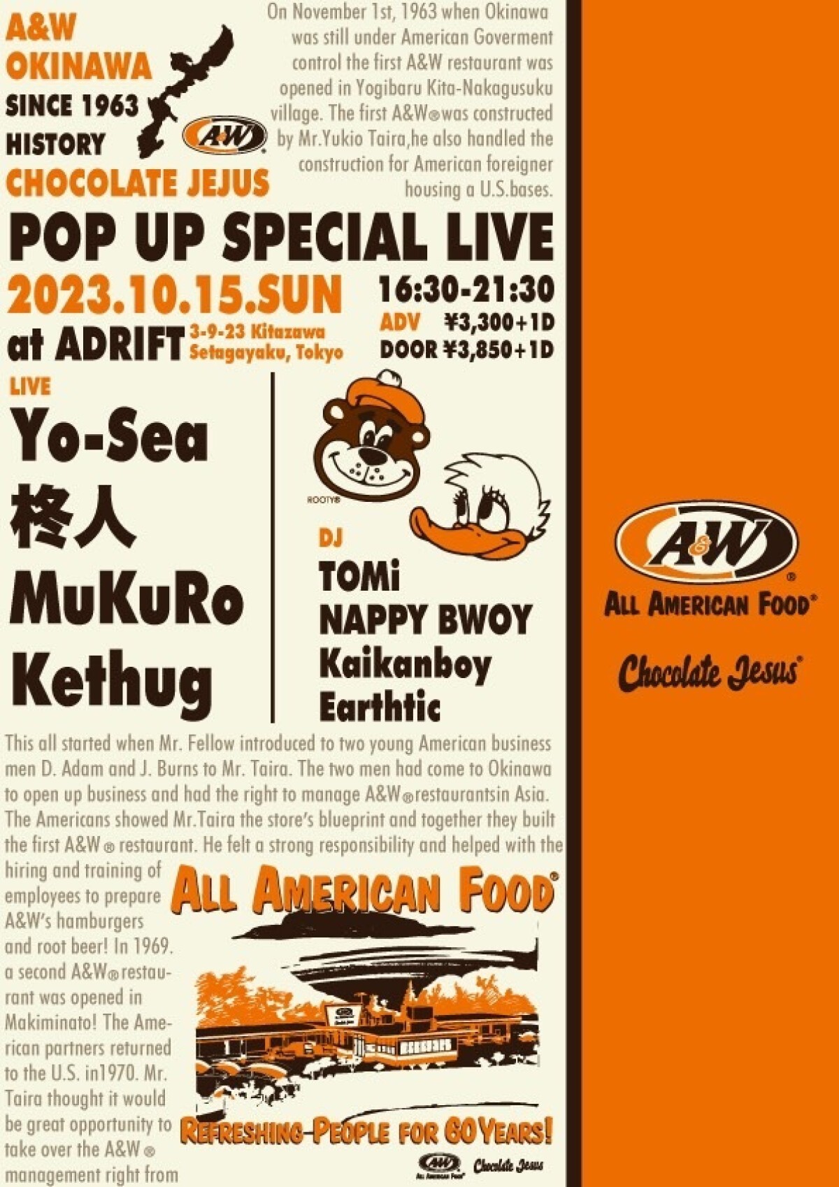 A&W x Chocolate Jesus POP UP SPECIAL LIVE