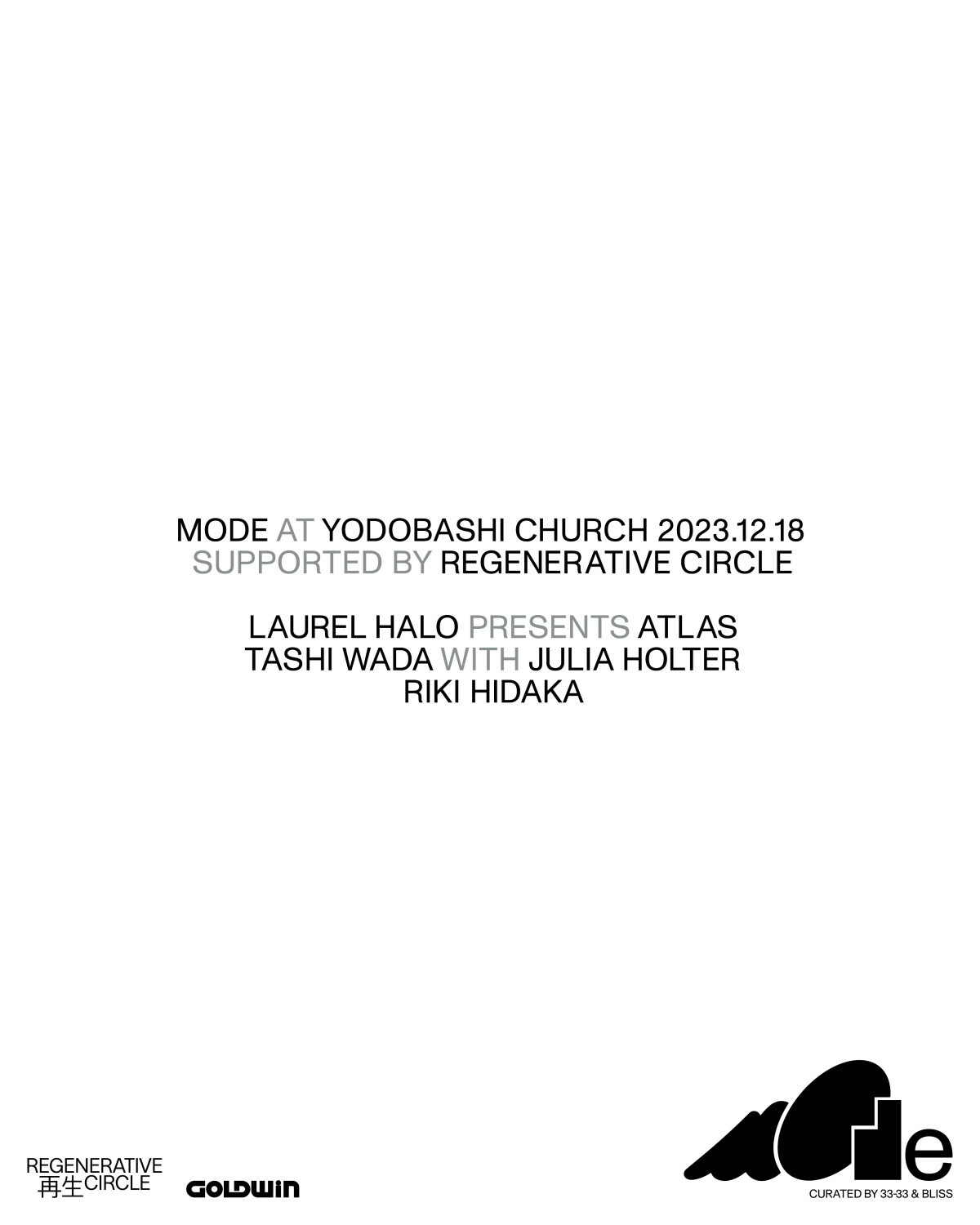 MODE AT YODOBASHI CHURCH Supported by REGENERATIVE CIRCLE