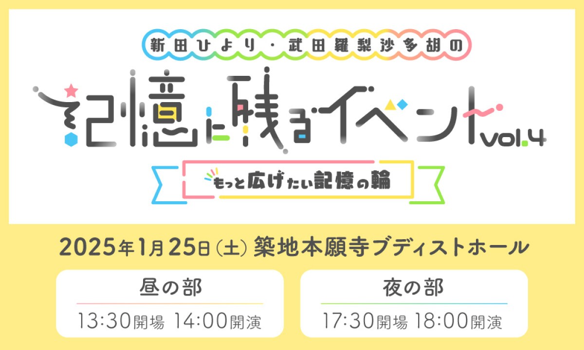 新田ひより・武田羅梨沙多胡の記憶に残るイベントvol.4～もっと広げたい記憶の輪～