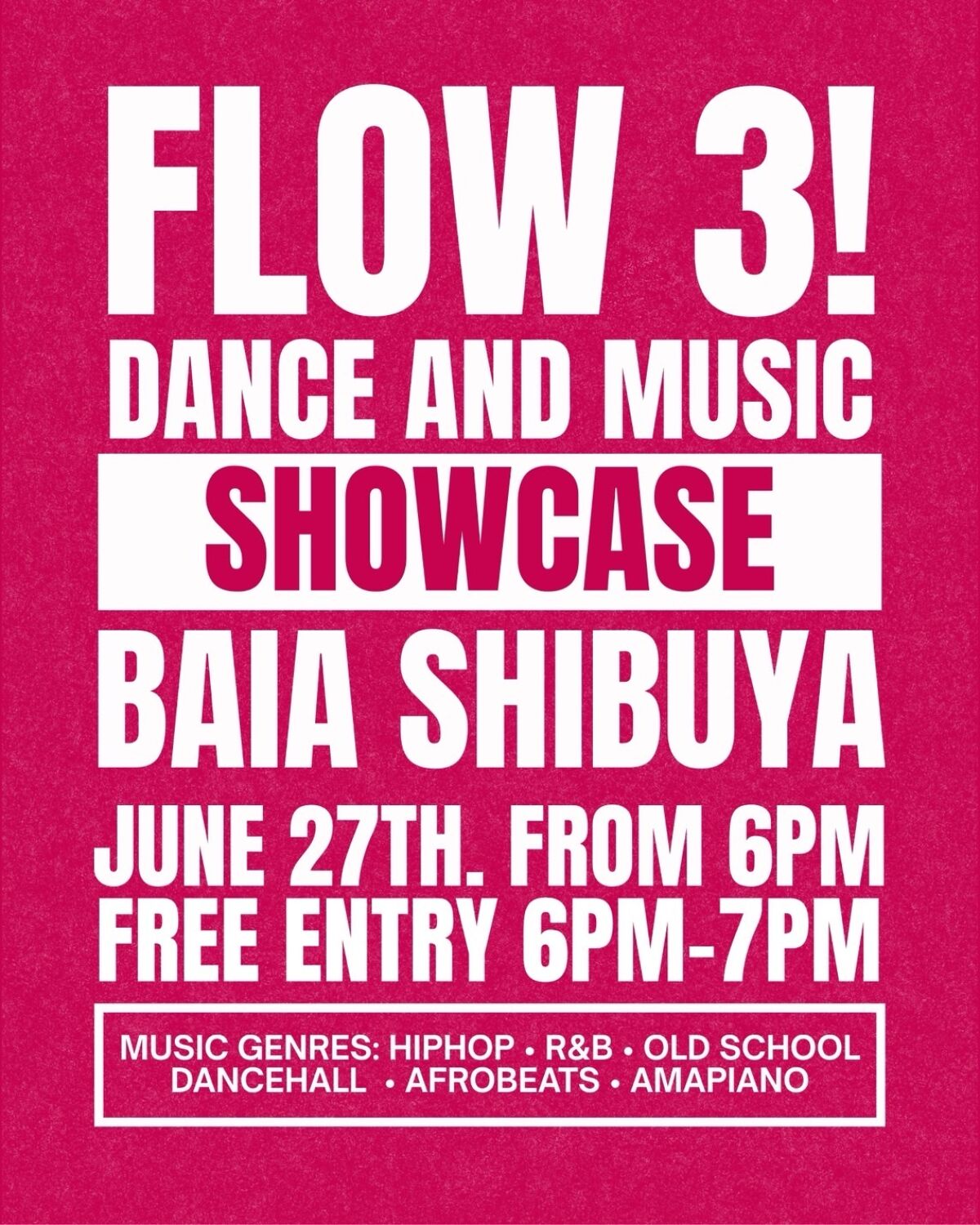 FLOW3（FREE ENTRY 6pm-7pm）