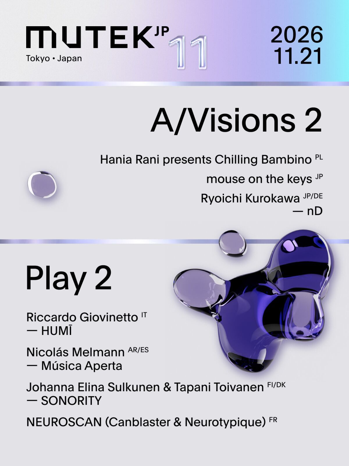 MUTEK.JP 2026 1-Day Ticket (11/21)