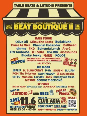 J.Studio 10th Anniversary, Table Beats & J.Studio Presents “BEAT BOUTIQUE ll”