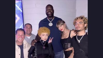 DJ Diesel (DJ ディーゼル) こと元NBA選手シャキール・オニール、実はSwiftie (スウィフティー) ！スーパーボウルで念願のTaylor Swift (テイラー・スウィフト) に会
