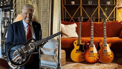 トランプ次期大統領を支持するギター「Trump Guitar (トランプ・ギター) 」がギブソン社のレスポールに類似しているとして販売停止命令を送付