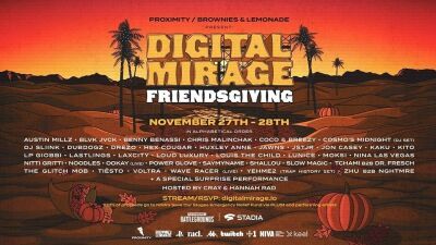 第3回目となるオンラインフェス『Digital Mirage Friendsgiving』今週末開催、Tiesto、Tchamiを筆頭に超豪華ラインナップ!!