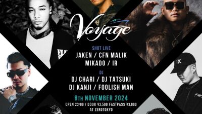 全国で開催されてきた大人気HIPHOPイベント「Voyage」がJAKEN、CFN Malikら要注目ラッパーを迎え、11月8日 (金) 新宿ZEROTOKYOにて開催決定！