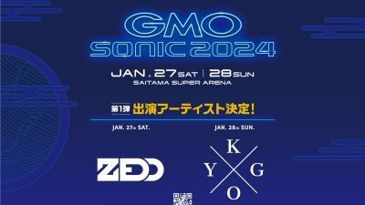 2024年1⽉ 27⽇ (⼟) 、28日 (日) 開催の【GMO SONIC 2024】ヘッドライナーとしてZEDD (ゼッド) ・KYGO (カイゴ) の出演が決定!