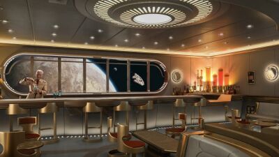 ディズニーの豪華客船「Disney Wish」内のスターウォーズの世界観に浸れるバー「ハイパースペース・ラウンジ」がSF過ぎてワクワクが止まらない！１杯約68万円の超高級カクテルも