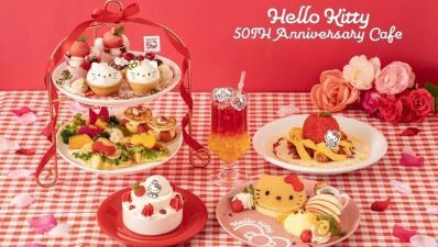 『ハローキティ50周年記念カフェ』2024年9月13日 (金) より東京・渋谷と大阪・梅田で、9月20日 (金) より愛知・名古屋で期間限定オープン！超スペシャルなアフタヌーンティーセットも