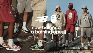 A BATHING APE®︎（ア ベイシング エイプ）とNEW BALANCE（ニューバランス）がアパレルコレクションを発表！ロゴやモチーフが絶妙にミックスされたスニーカーやTシャツ等がラインナップ