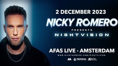 オープンからクローズまでNicky Romero (ニッキー・ロメロ) を堪能し尽くせる！Nicky初の単独公演「Nightvision」をオランダAFAS Liveにて開催決定！