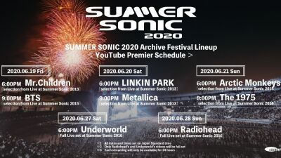 サマーソニック2020がオンラインフェスとして開催決定!!「SUMMER SONIC 2020 ARCHIVE FESTIVAL」開催！